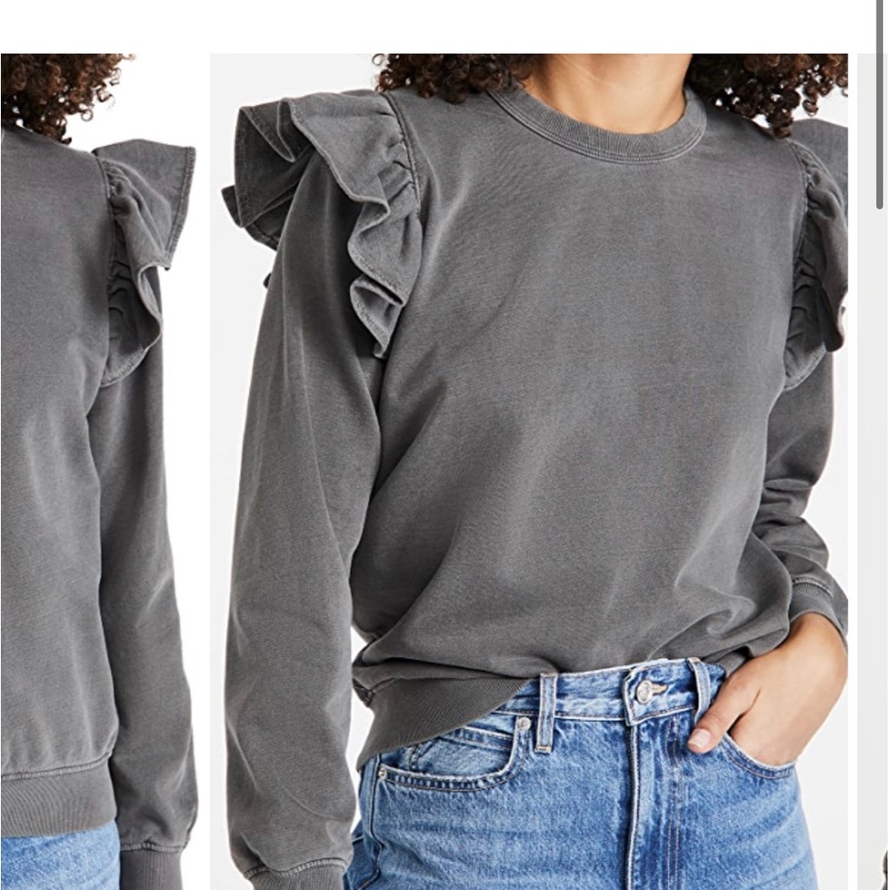 Clare V sweatshirt faded black with ruffles SOLDOUT